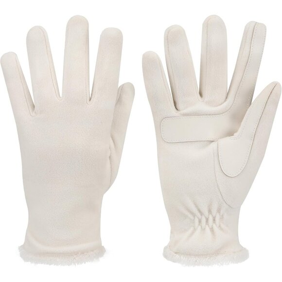 Women's Stretch Fleece Gloves With Microlux Lining and Touch Technology Ivory - Picture 5 of 6